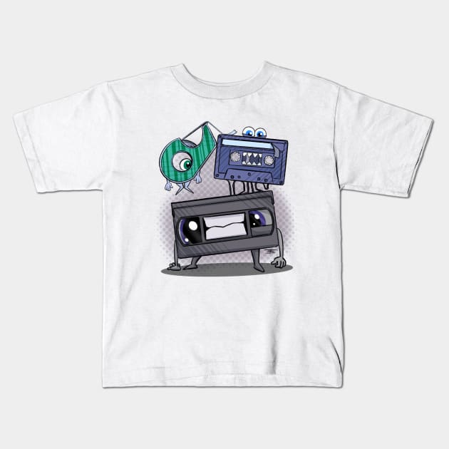 Mixed Tapes Kids T-Shirt by Tom Brosseau Art